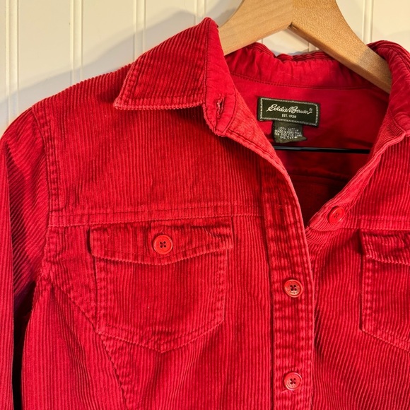 Eddie Bauer Red Corduroy Button Down Jacket 100% Cotton Women’s Size Petite XS - Picture 2 of 8